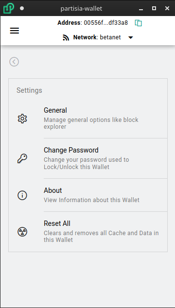 Wallet Settings